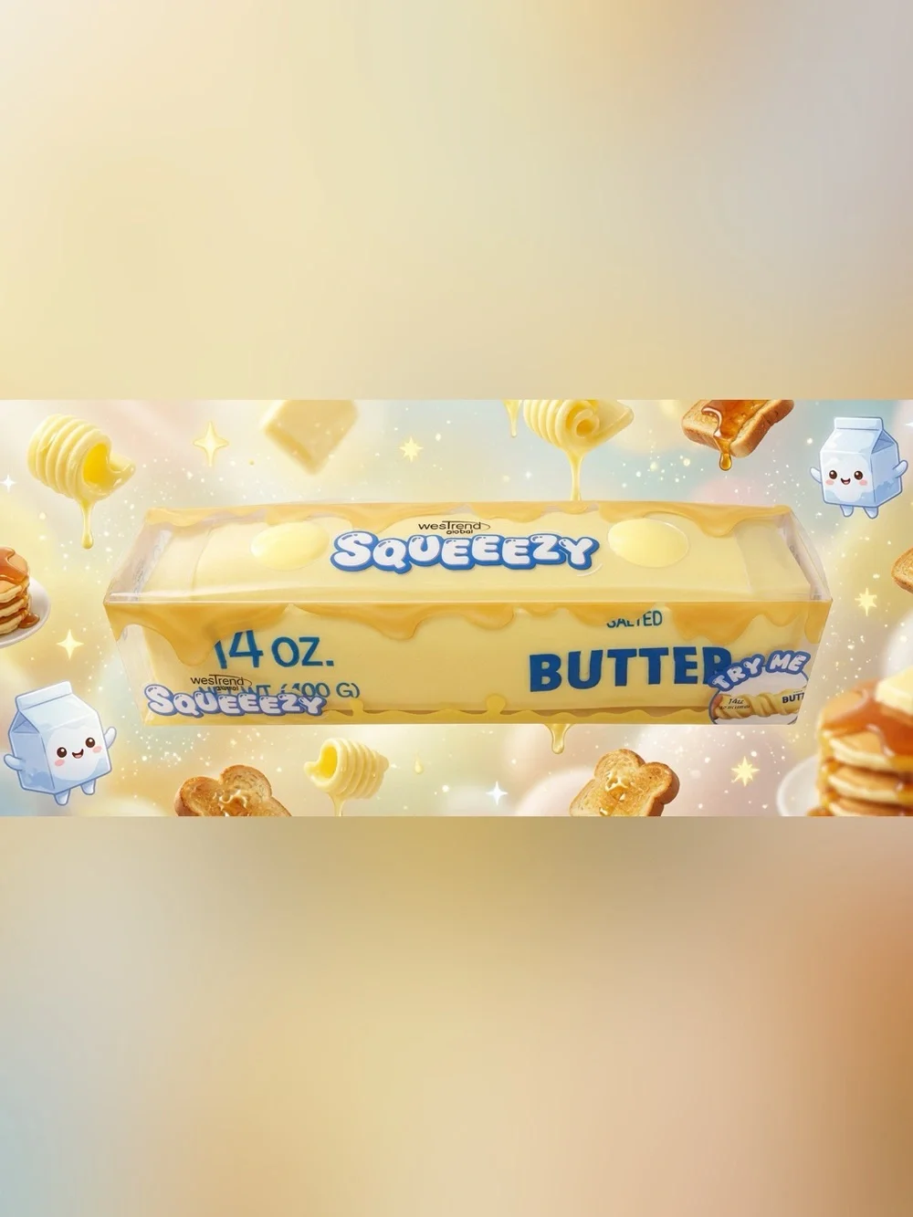 Squeezy Butter Stick sensory toy - Bright Yellow